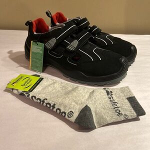 Safetoe Men’s Size 11 Safety Shoes Composite Toe Slip on Breathable NWOB